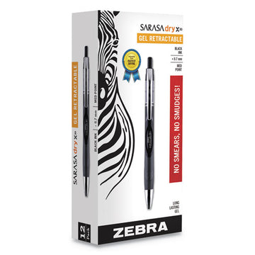 Zebra® Sarasa Dry Gel X30 Gel Pen, Retractable, Medium 0.7 Mm, Black Ink, Black Barrel, Dozen freeshipping - TVN Wholesale